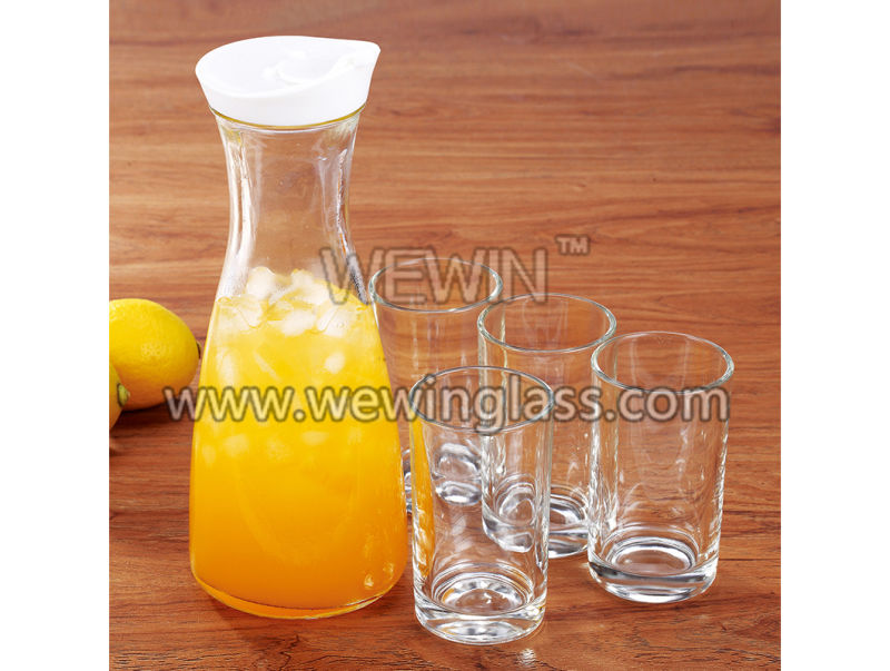Lead-Free China Wholesale 6PCS Glassware Water Glass Bottle with Iron Stand Housewares Glass Bottle