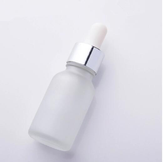 15ml Clear Frosted Oil Bottle with Electrochemical Aluminum Eyedropper Cosmetic Bottle Glass Bottle