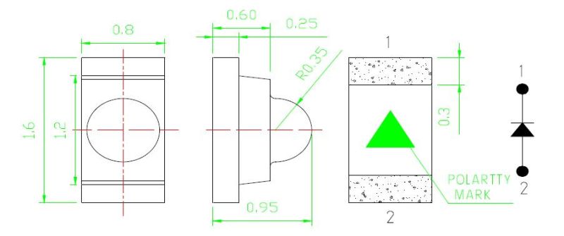 0603 Amber Surface Mount SMD LED Diode with Lens RoHS