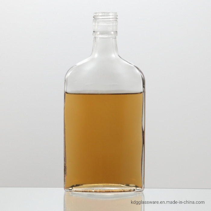 Glassware Factory High Quality Flat 275ml Glass Bottle for Liquor Packaging