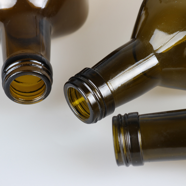 Dark Green and Brown Square Glass Bottle for Olive Oil