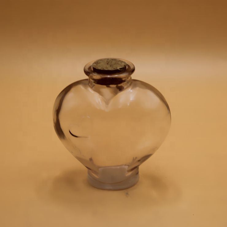 Heart Shape Glass Decorative Bottle with Cork Lid