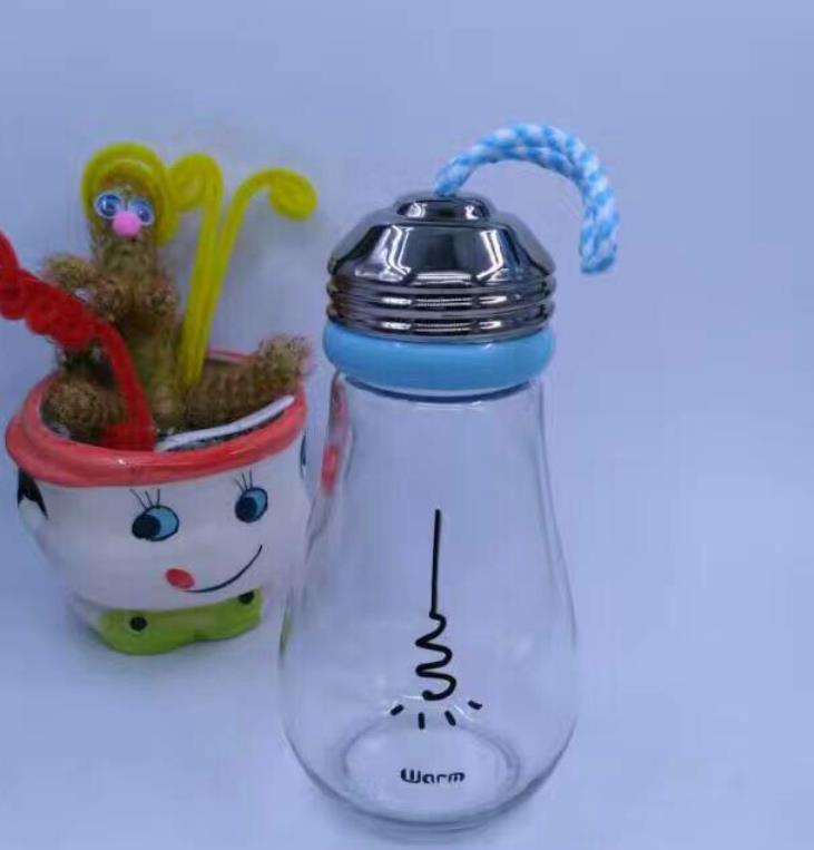 500ml Round Type Transparent Glass Beverage Water Bottles Cap/Handle Bottle/Portable Bottle