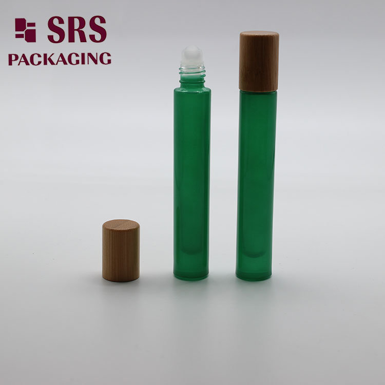 Round Shape 10ml Thick Glass Green Bottle with Glass Ball