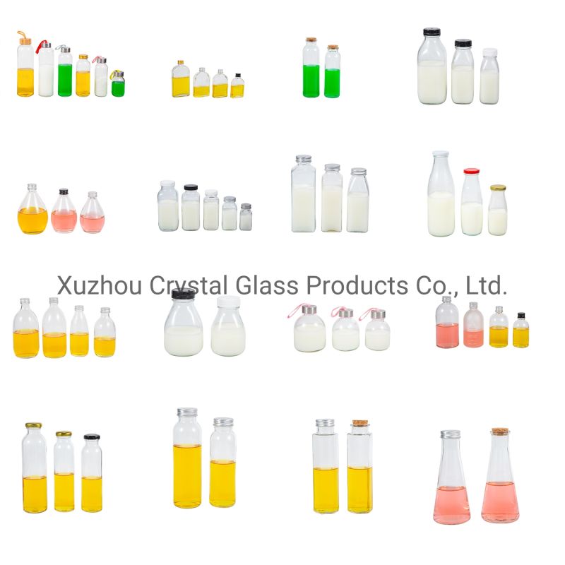 Round Types 200ml 250ml 300ml 500ml Drinking Glass Milk / Juice Bottle with Aluminum Lids