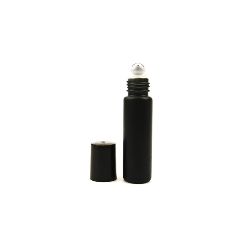 10ml Matte/Shiny/Glossy Black Roll on Glass Bottle with Obsidian Roller Ball Perfume Sample Bottle