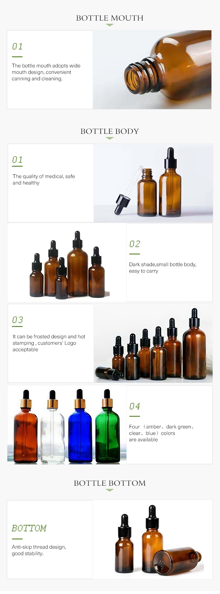 Factory Produced Hot Sale Essential Oil Bottle Amber