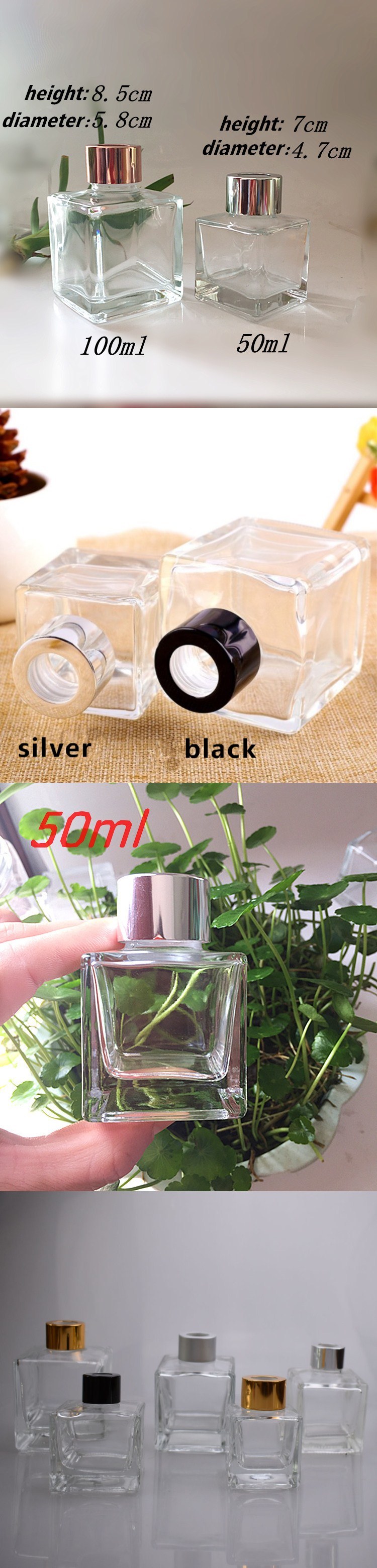 50ml 200ml Glass Perfume Reed Diffuser Bottle with Reed Stick