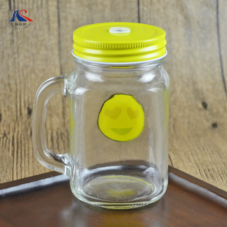 500ml Standard Size Emoji Bottle for Water Juice Bottle with Straw Hole