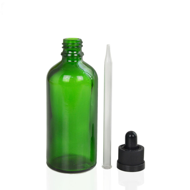 Empty 100ml Green Glass Eliquid Dropper Bottle