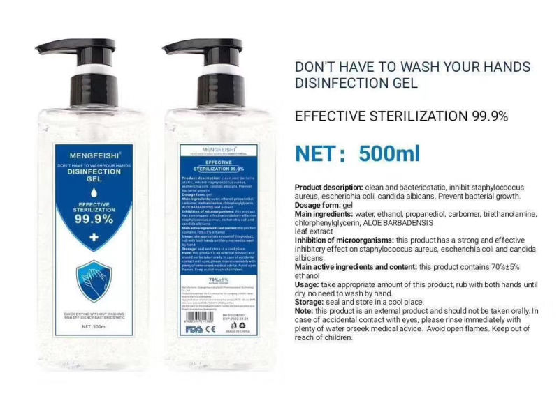Disinfection Disposable Gel 500 Ml Bottle