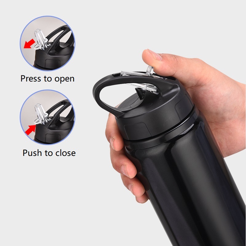 Stainless Steel Vacuum Water Bottle with Flip Straw Sports Drinking Flask Gym Bottle 500ml