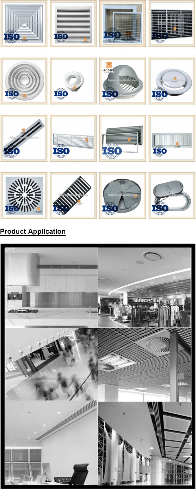 Hotel/Restaurant AC Ducting Supply Air Ventilator 2 Way Grille Diffuser