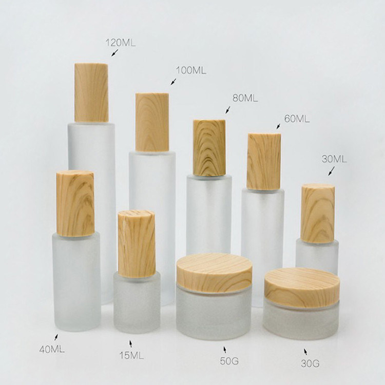 30ml 50ml 100ml Environmental Empty Bamboo Lid Glass Bottle for Cosmetic Packaging