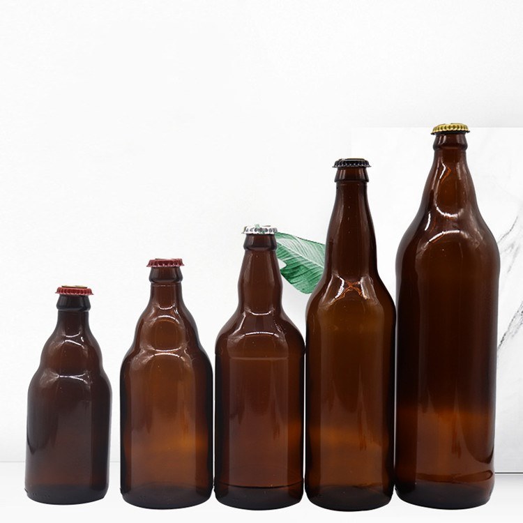 Empty 250ml 330ml 500ml 650ml Brown Beer Bottle/Amber Beer Glass Bottle with Crown Cap