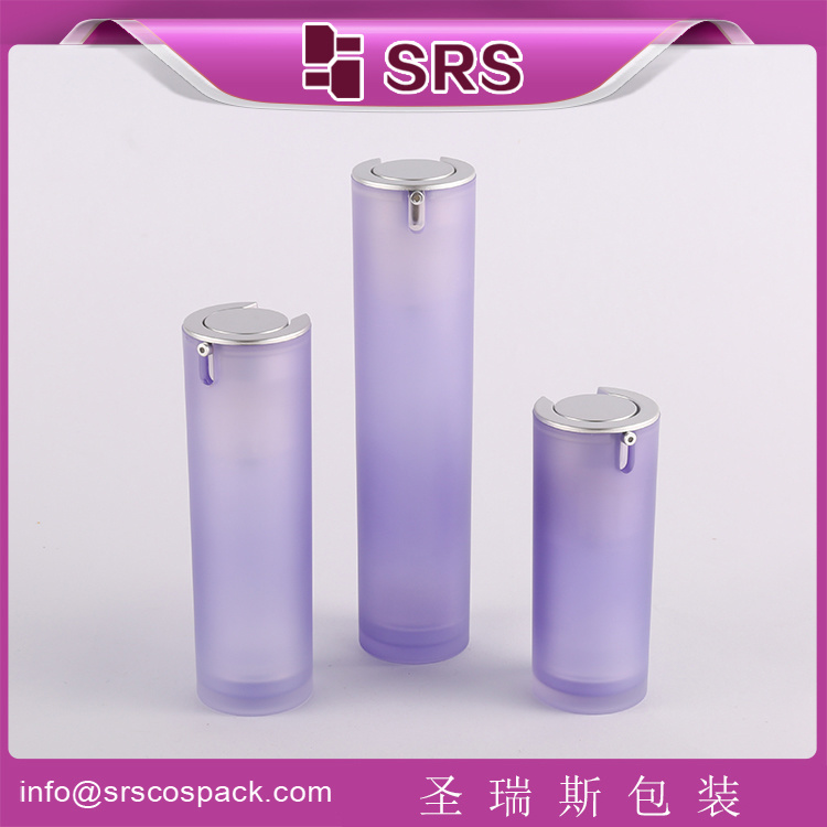 Round Pressed Airless Bottle 15ml 30ml 50ml Acrylic Cosmetic Bottle