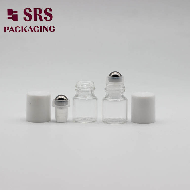 SRS Empty Mini Clear Color 1ml Glass Bottle with Roll on Top