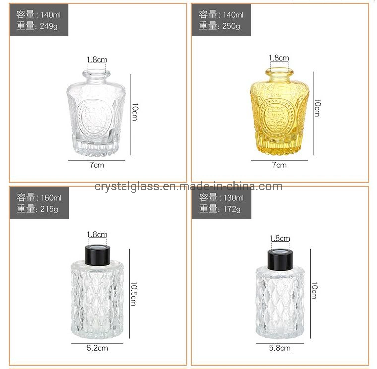 50ml 100ml 200ml Round Square Hexagon Shaped Aroma Reed Diffuser Glass Bottle
