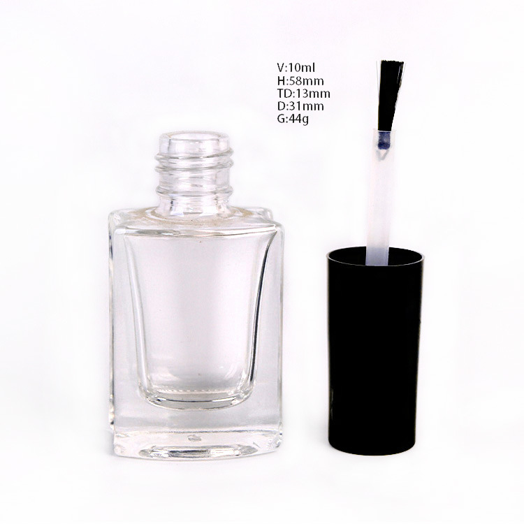 Clear Empty 10ml Glass Bottle for Nail Polish with Cap