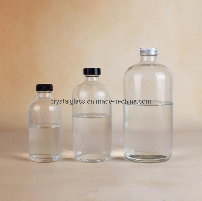 Clear Boston Glass Bottle 250ml 500ml for Brewed Coffee with Aluminium Caps