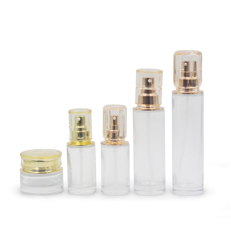 50g/50ml /120ml/150ml High-End Lotion Cream Jar Spray Glass Bottle with Gold Cap