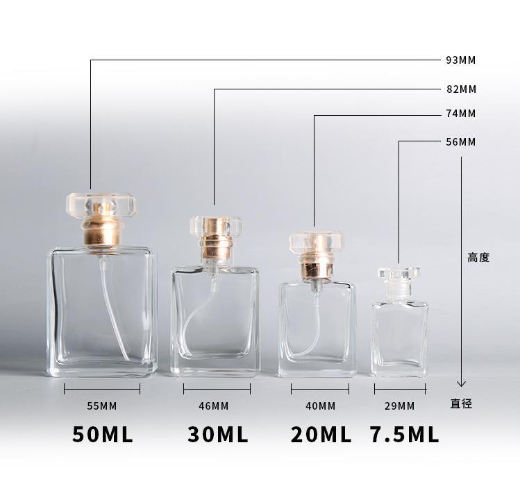 30ml Empty Transparent Glass Perfume Bottle with Perfumer Sprayer