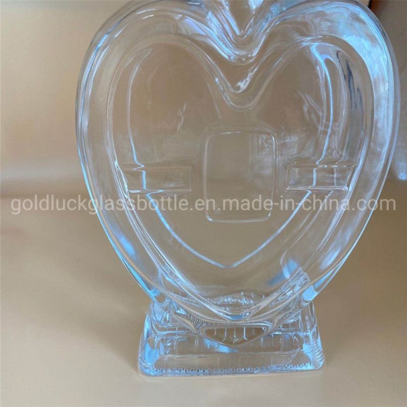 Heart Shaped Crystal Glass Bottle for Wine/Liquor/Vodka/Whiskey/Brandy with Cork