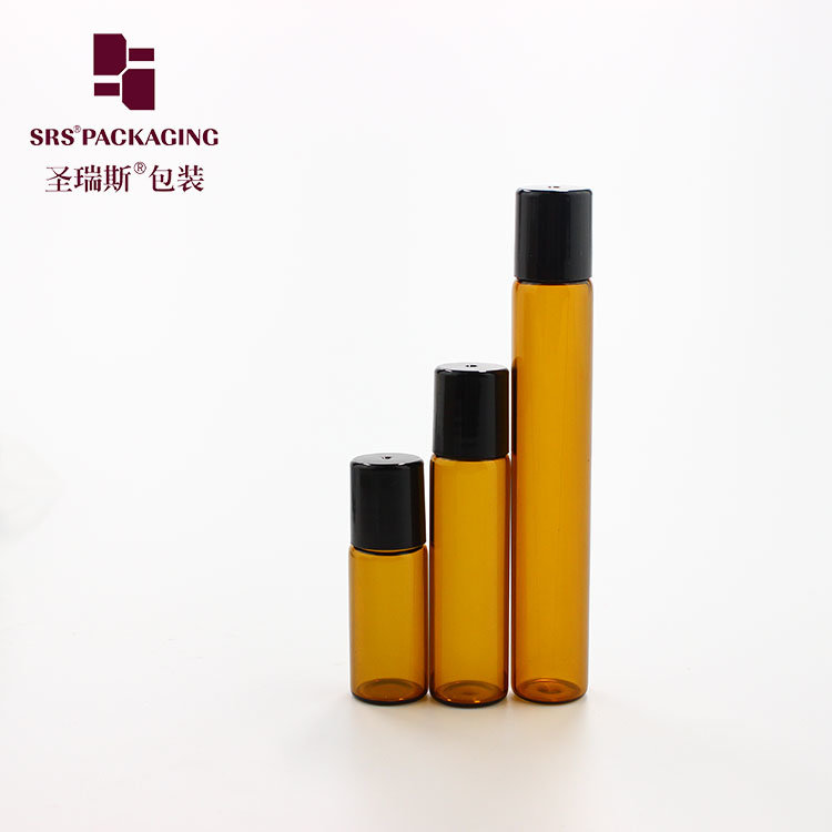 Round Different Size Amber Glass Bottle Custom Oil Roll on Attar