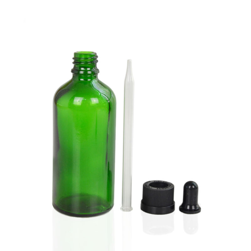 Empty 100ml Green Glass Eliquid Dropper Bottle