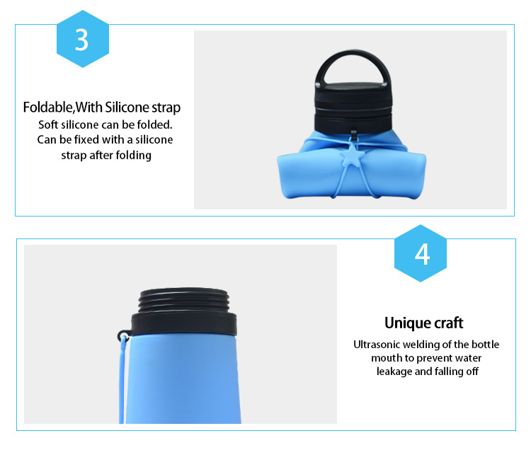 Promotion 500ml Collapsible Water Bottle Heathly Silicone Foldable Water Bottle
