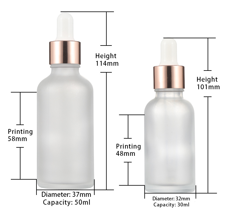 High Quality 15 Ml 20 Ml 30 Ml 50 Ml 100 Ml Frosted Clear Glass Dropper Bottle for Essential Oil