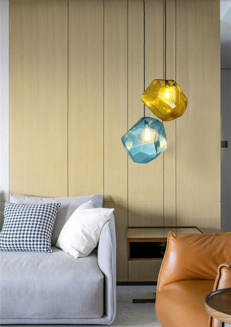 Modern Minimalist Pendant Lights Creative Colorful Glass Pendant Lamps Restaurant Indoor Home