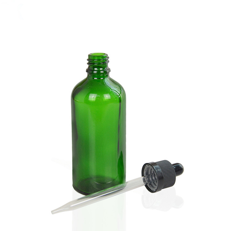 Empty 100ml Green Glass Eliquid Dropper Bottle