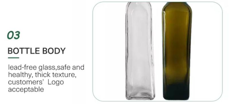Decorative Transparent 375ml 500ml 750ml Olive Oil Glass Bottle