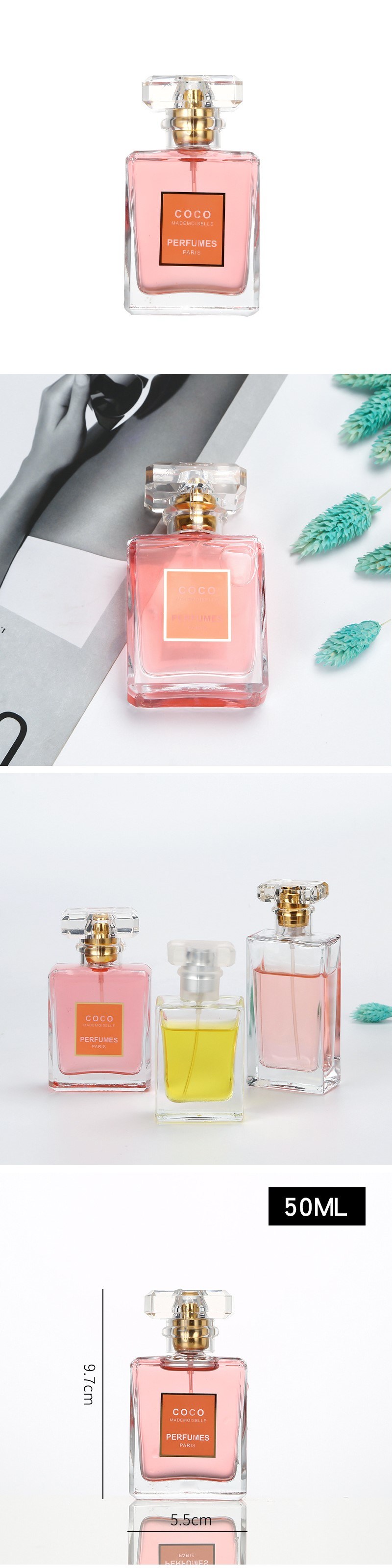 50ml Perfume Glass Bottle/Cosmetic Glass/Square Perfume Bottle