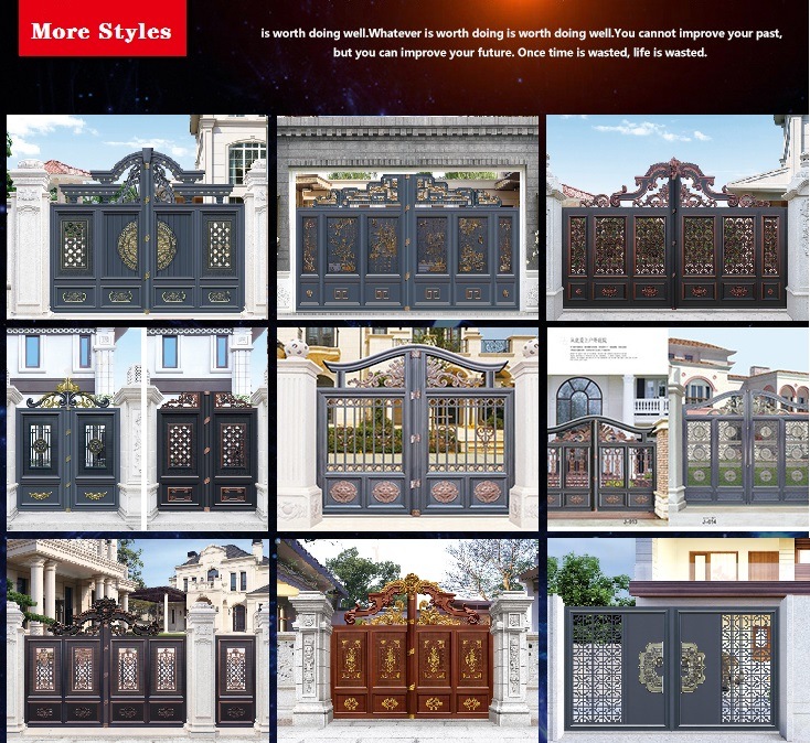 New Chinese Design Garden Front Door Aluminum Gate for New Villa Decoration