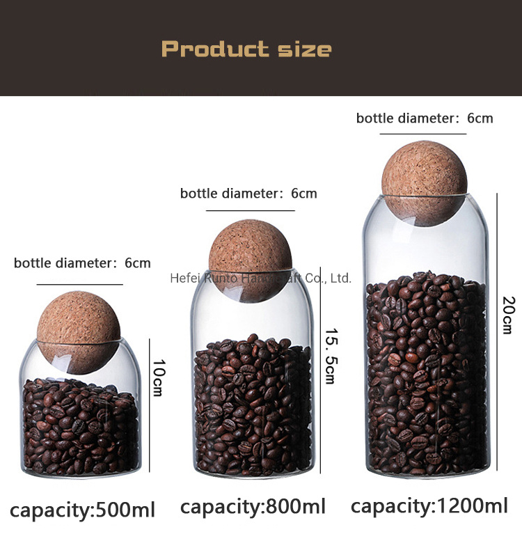 High Borosilicate Glass Coffee Bean Storage Bottle with Ball Lid Stylish Clear Storage Jar Glass