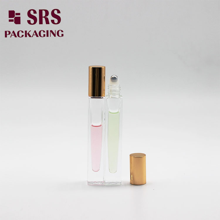 SRS Empty 10ml Square Glass Perfume Bottle with Roller Ball