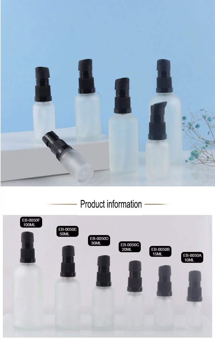 Newest Frosted 10ml 60ml Glass Pump Bottle for Essential Oil