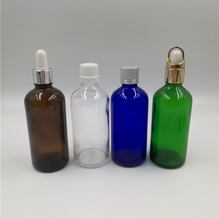 100ml Green Empty Essential Oil Glass Bottle with Caps
