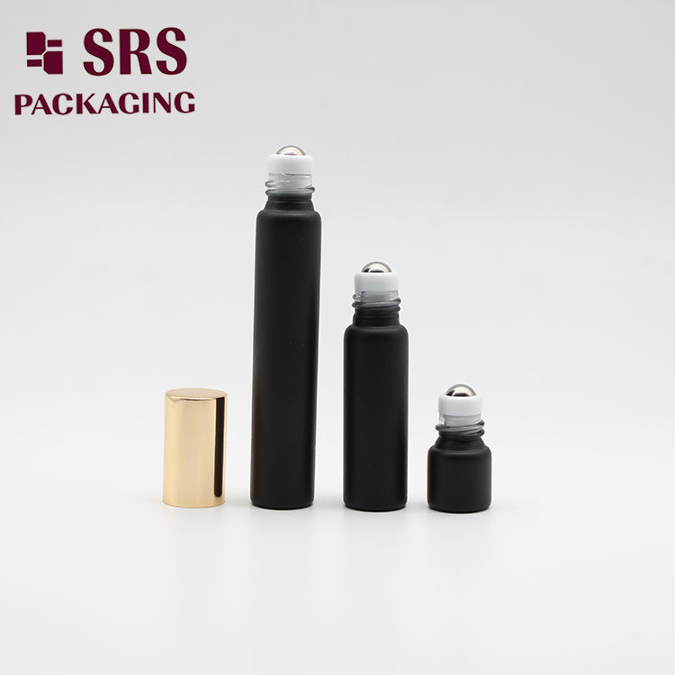 SRS Cosmetic Empty Perfume 8ml Matte Black Roll on Glass Bottle