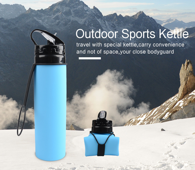 Wholesale Outdoor Sports Bicycle Water Bottle BPA Free Silicone Collapsible Drinking Bottle