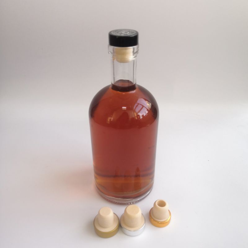 Transparent Flint Round Gin/Vodka/Tequlia/Rum Bottle Glass Bottle for Sale