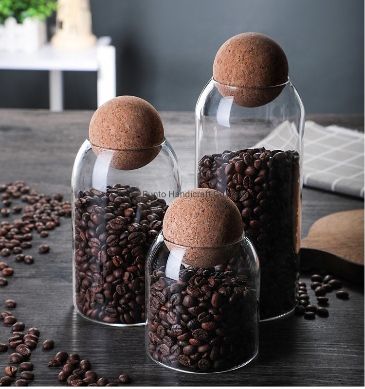 High Borosilicate Glass Coffee Bean Storage Bottle with Ball Lid Stylish Clear Storage Jar Glass