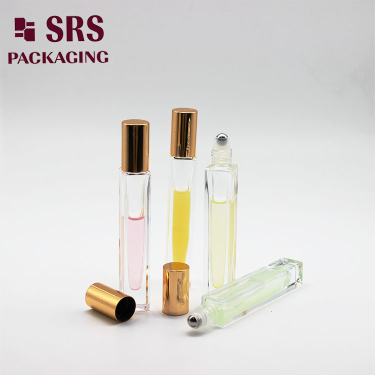 SRS Empty 10ml Square Glass Perfume Bottle with Roller Ball