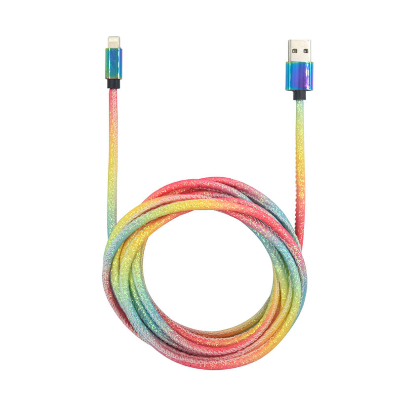 Rainbow Charging Cable Universal Glitter Charger Cord Phone Charging Wire