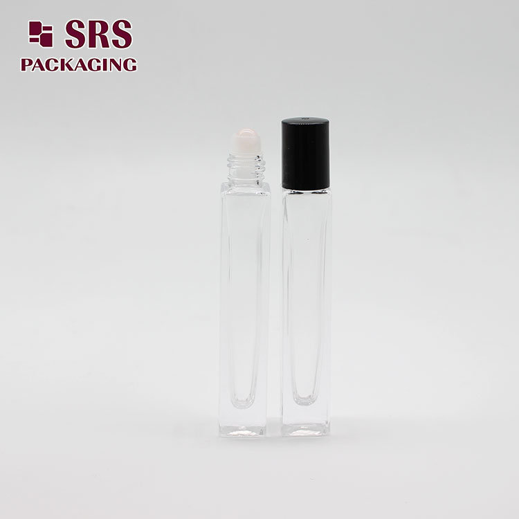 Transparent Glass Heavy Perfume Roller Empty Square Bottle