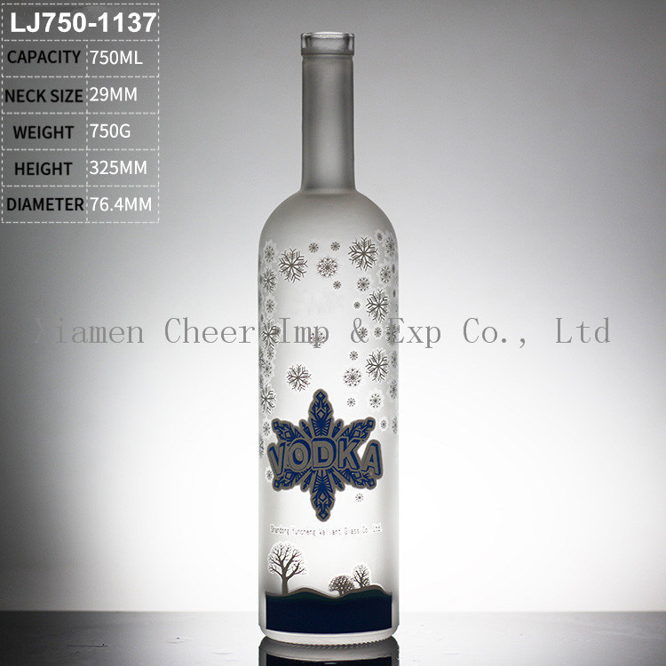 750ml Crystal White Glass Bottle for Liquor