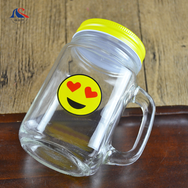 500ml Standard Size Emoji Bottle for Water Juice Bottle with Straw Hole