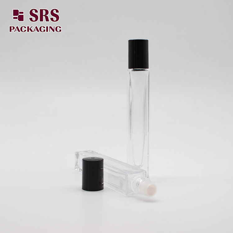 Transparent Glass Heavy Perfume Roller Empty Square Bottle